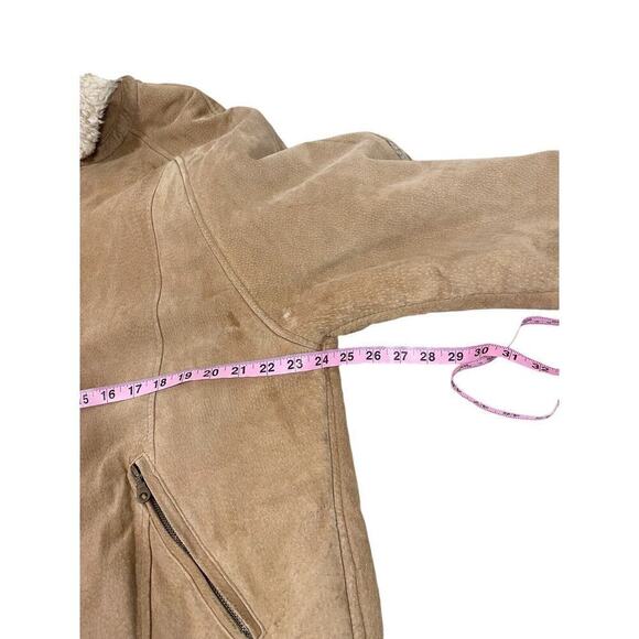 Vintage Penny Lane Style Genuine Leather Sherpa Winter Coat Western Womens XL - Picture 13 of 14